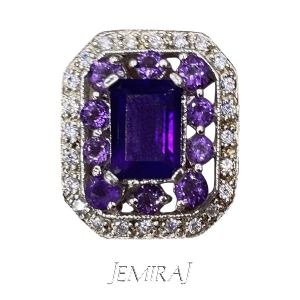 Rare Natural Amethyst and Sterling Silver Ring